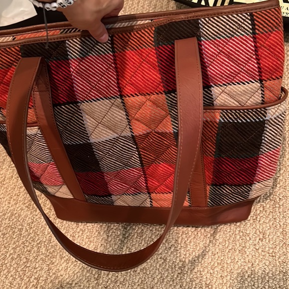 Vera Bradley Flannel and Leather tote. Perfect condition, just changed my mind. - Picture 5 of 6